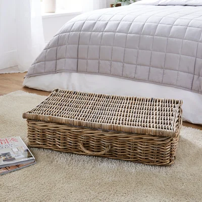 Dunelm Churchgate Rattan Underbed Storage Basket Grey