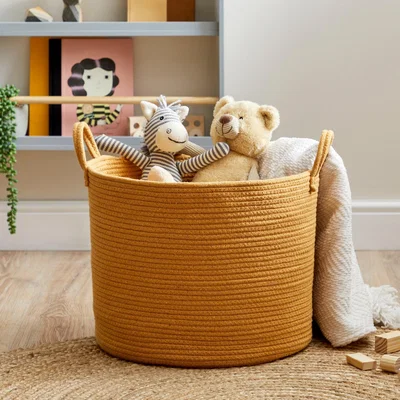 Dunelm Large Cotton Rope Basket Yellow