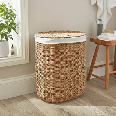 Dunelm Country Double Compartment Seagrass Laundry Basket