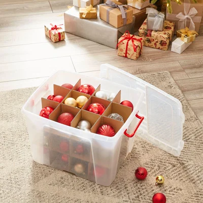 Dunelm Strata 40L Clear Plastic Bauble Box