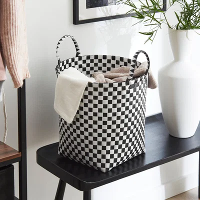Dunelm Checkered Plastic Storage Basket Monochrome