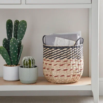 Dunelm Small Hexagonal Basket Brown and Blue