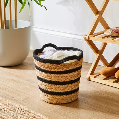 Dunelm Rope and Water Hyacinth Storage Basket Black and Natural