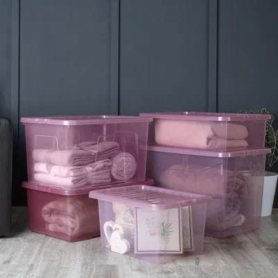 Dunelm Wham Crystal Set of 5 Assorted Size Boxes & Lids Pink
