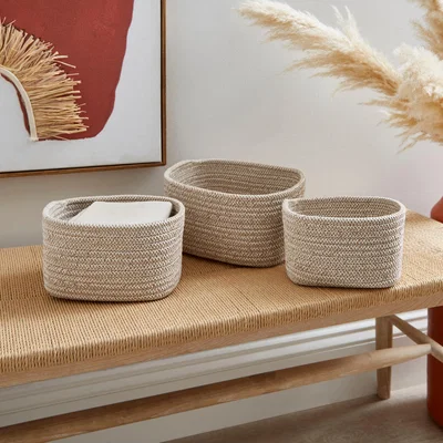 Dunelm Jupiter Set of 3 Woven Fabric Baskets