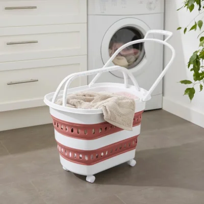 Dunelm Collapsible Wheeled Laundry Basket with Handles
