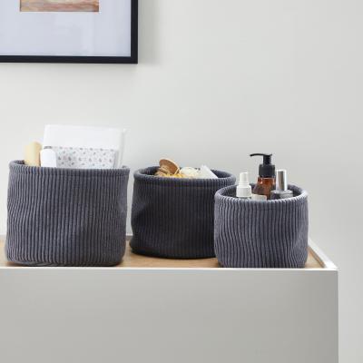 Dunelm Set of 3 Grey Cord Storage Baskets Grey