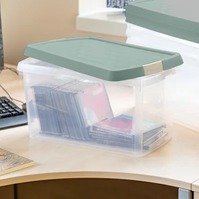 Dunelm Wham Clip 6.03 Pack of 4 14l Storage Boxes With Lids Green