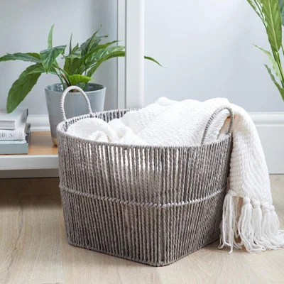 Dunelm Large Grey Woven Storage Basket Grey