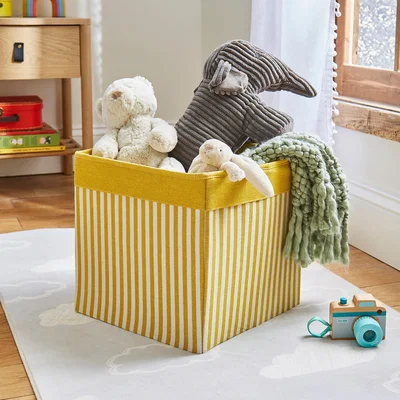 Dunelm Set of 2 Stripe Foldable Boxes Yellow
