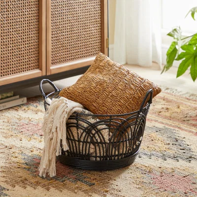 Dunelm Plastic Black Small Rattan Basket Black