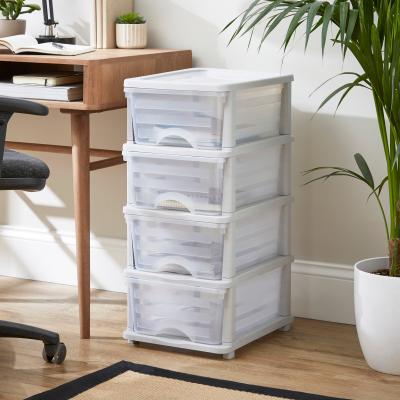 Dunelm Plastic 4 Drawer Storage Tower Unit Grey