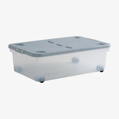 Dunelm Wham 32l Plastic Wheeled Underbed Storage Box Pacific Blue