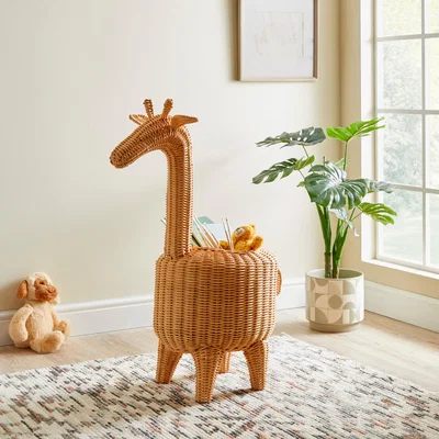 Dunelm Giraffe Rattan Storage Basket Honey