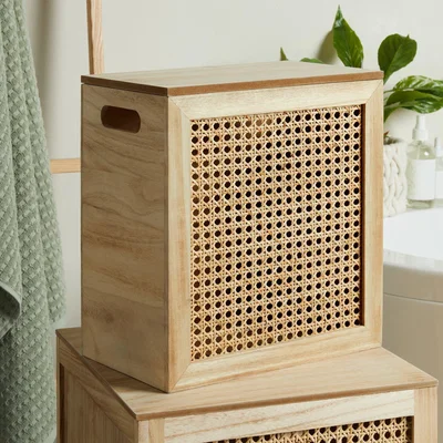 Dunelm French Cane Small Storage Box Natural