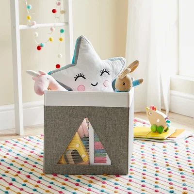 Dunelm Triangle Mesh Grey Foldable Box Grey