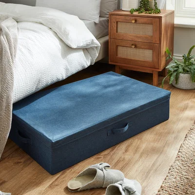 Dunelm Fabric Underbed Storage Box Navy