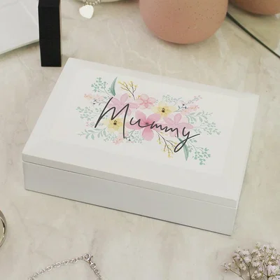 Dunelm Personalised Floral Wooden Jewellery Box