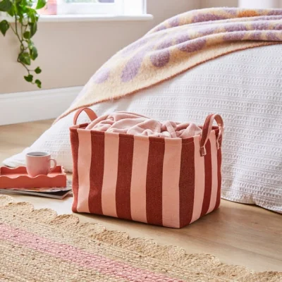 Dunelm Beatrice Stripe Fabric Storage Basket