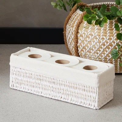 Dunelm Vintage Slim Line Paper Storage Basket White