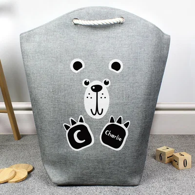 Dunelm Personalised Bear Storage Bag Grey