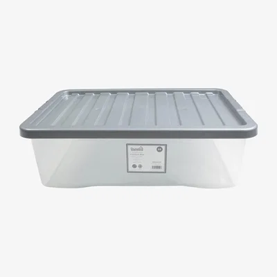 Dunelm 32L Silver Plastic Underbed Storage Box Silver