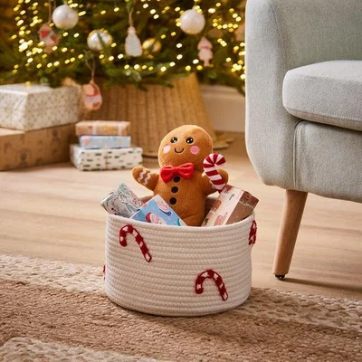 Dunelm Round Candy Cane Basket