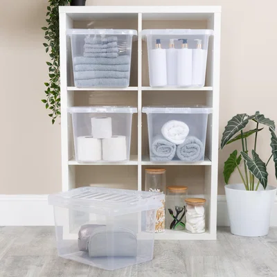 Dunelm Wham Crystal Set of 5 Boxes & Lids, 25L Clear