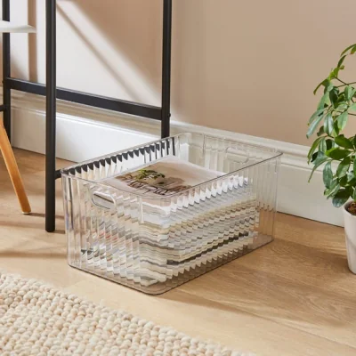 Dunelm Ribbed Square Plastic Storage Basket