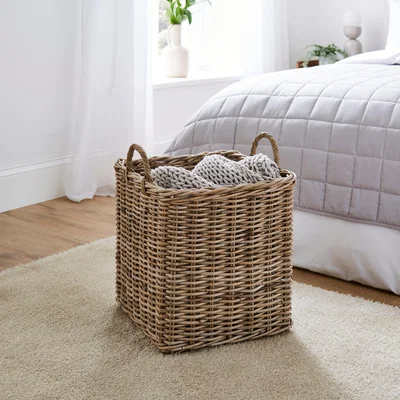 Dunelm Churchgate Rattan Log Basket Grey