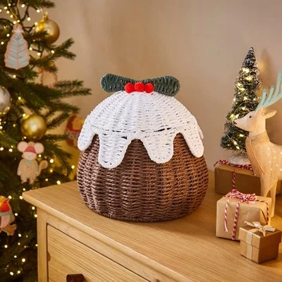 Dunelm Christmas Pudding Lidded Basket