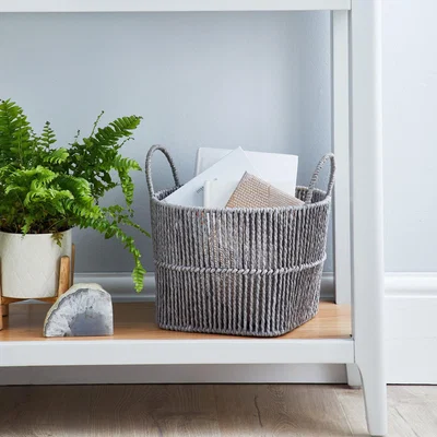 Dunelm Small Grey Woven Storage Basket Grey