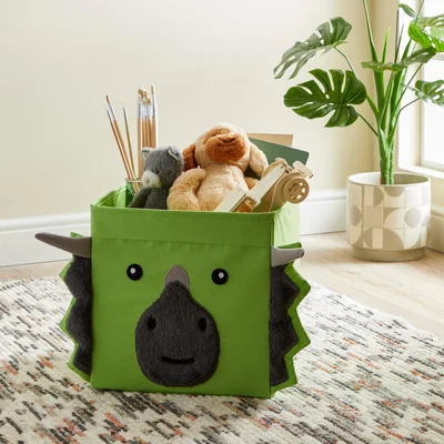 Dunelm Triceratops Felt Foldable Box Green