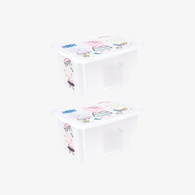 Dunelm Keeeper Set of 2 Peppa Pig 15L Turn Around Stackable Storage Box