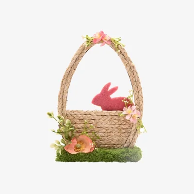 Dunelm Eggstraordinary Gift Co. Easter Bunny in Flower Basket Decoration