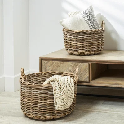 Dunelm Set of 2 Kubu Rattan Log Baskets