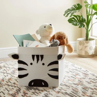 Dunelm Zebra Felt Foldable Box White