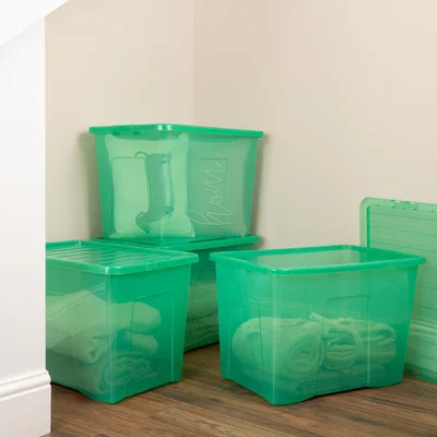 Dunelm Wham Crystal Set of 4 Boxes & Lids, 80L Green
