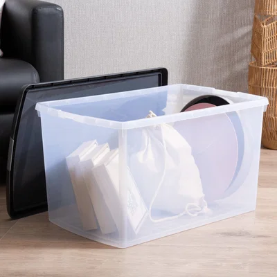 Dunelm Wham Crystal Pack of 4 62L Clip Lock Storage Boxes with Lids Clear