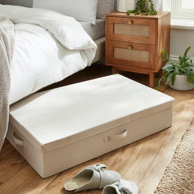 Dunelm Fabric Underbed Storage Box Sandstone