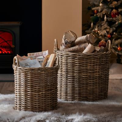 Dunelm Set Of 2 Rattan Kobo Log Baskets Natural