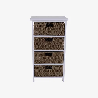 Dunelm Seagrass 4 Drawer Tower White