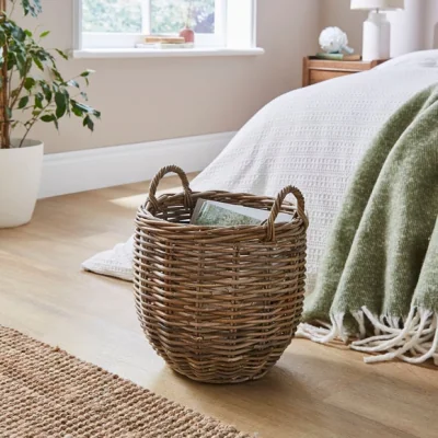 Dunelm Churchgate Rattan Round Basket with Handles