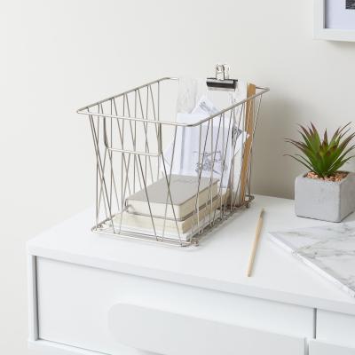 Dunelm Luxe Brushed Silver Wire Basket Silver
