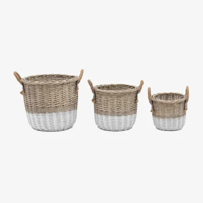 Dunelm Cedar & Sage Set of 3 Hand Woven Wicker Storage Baskets