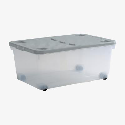 Dunelm Wham 45l Plastic Wheeled Underbed Storage Box Pacific Blue