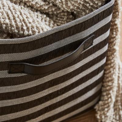 Dunelm Striped Fabric Foldable Box Black and White