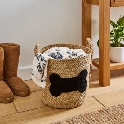 Dunelm Bone Print Tapered Seagrass Storage Basket