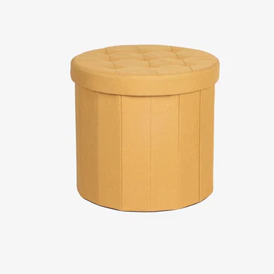 Dunelm Round Ochre Shoe Storage Ottoman Ochre