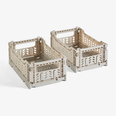Dunelm Pack of 2 Foldable Crates Grey